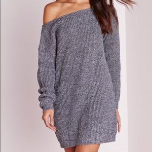 Missguided Off Shoulder Knit Jumper Dress